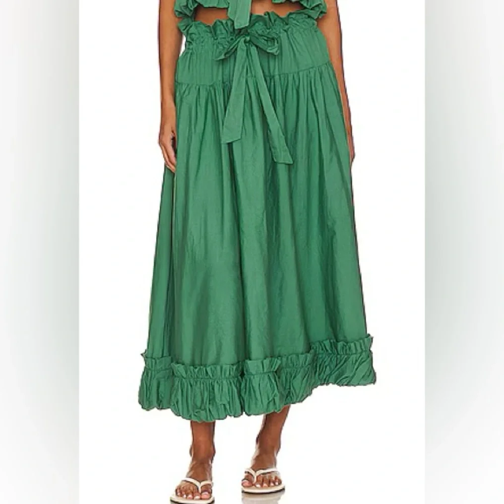 Free People Favorite Part MIDI Skirt Mermaid Green Small Petite